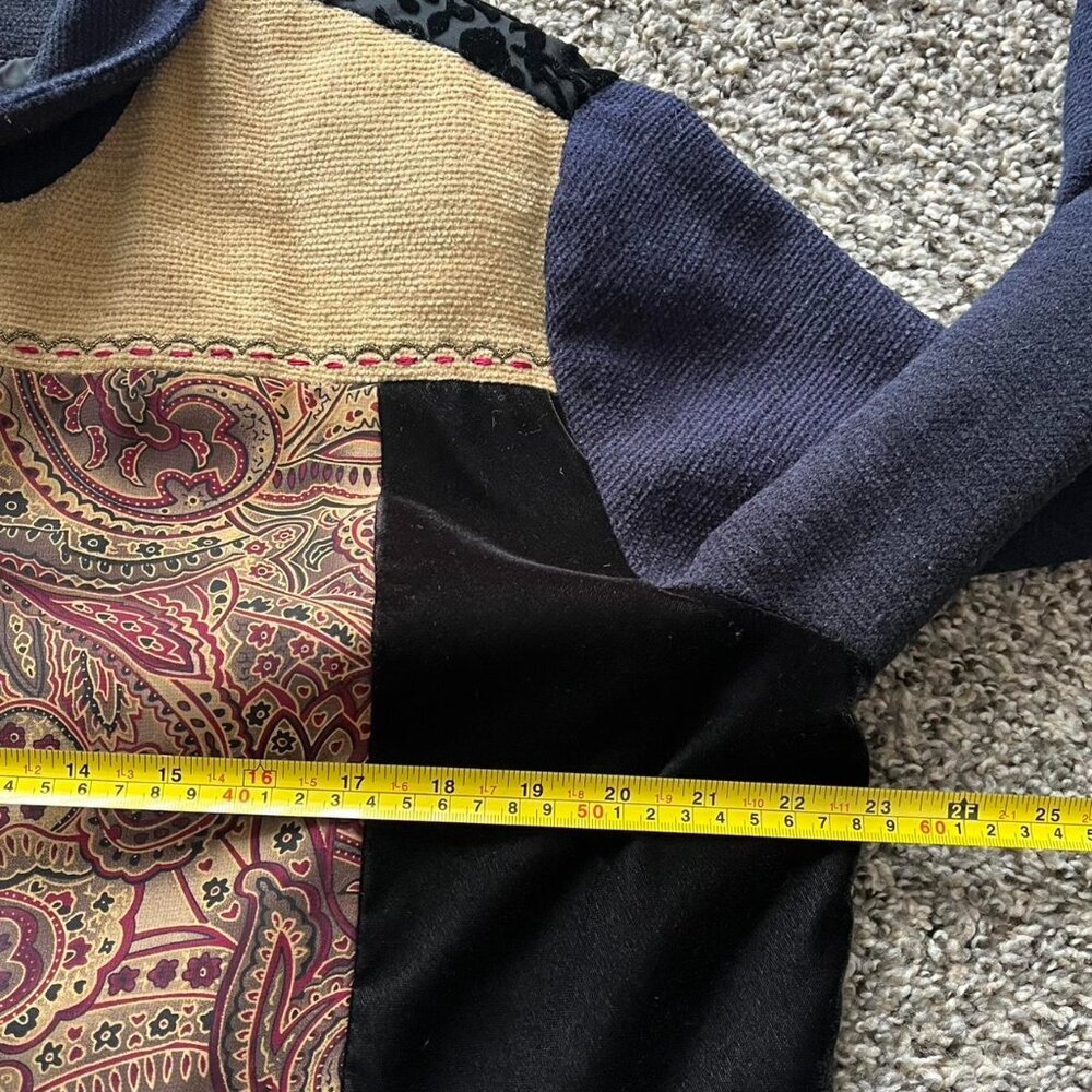 Vintage 90s Napa Valley Shacket Women L Grandma Patchwork Corduroy Velvet Paisle - Picture 5 of 8